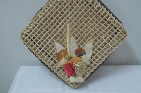 Cesta de Palha Grande Decorada
